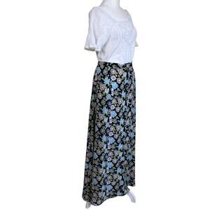 Tall Girl Canada Vintage A-line Maxi Skirt Button Front Retro 70s Floral Print M